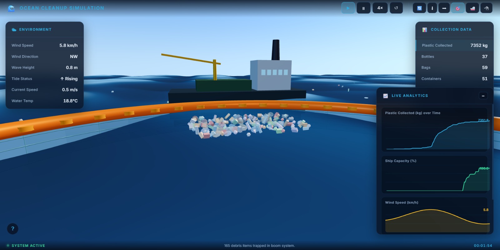 Ocean Cleanup Boom — close-up